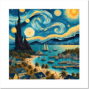 Bahamas, in the style of Vincent van Gogh's Starry Night Posters and Art